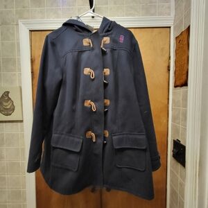 Her Universe Navy Pea Coat with Tan Toggles